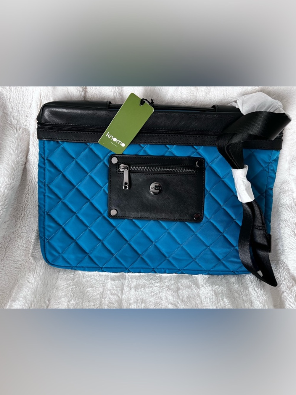 Knomo Quilted Tablet Computer Case Teal Peacock Blue with Black Trim BRAND NEW